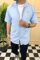 Turbo Wave Texture Crochet Casual Shirt In Sky Blue