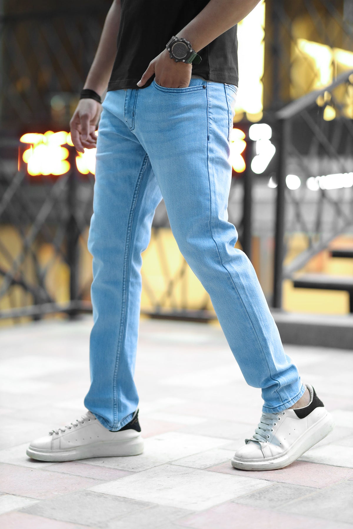 Perfect Fitting Slim Fit Turbo Jeans In Sky Blue