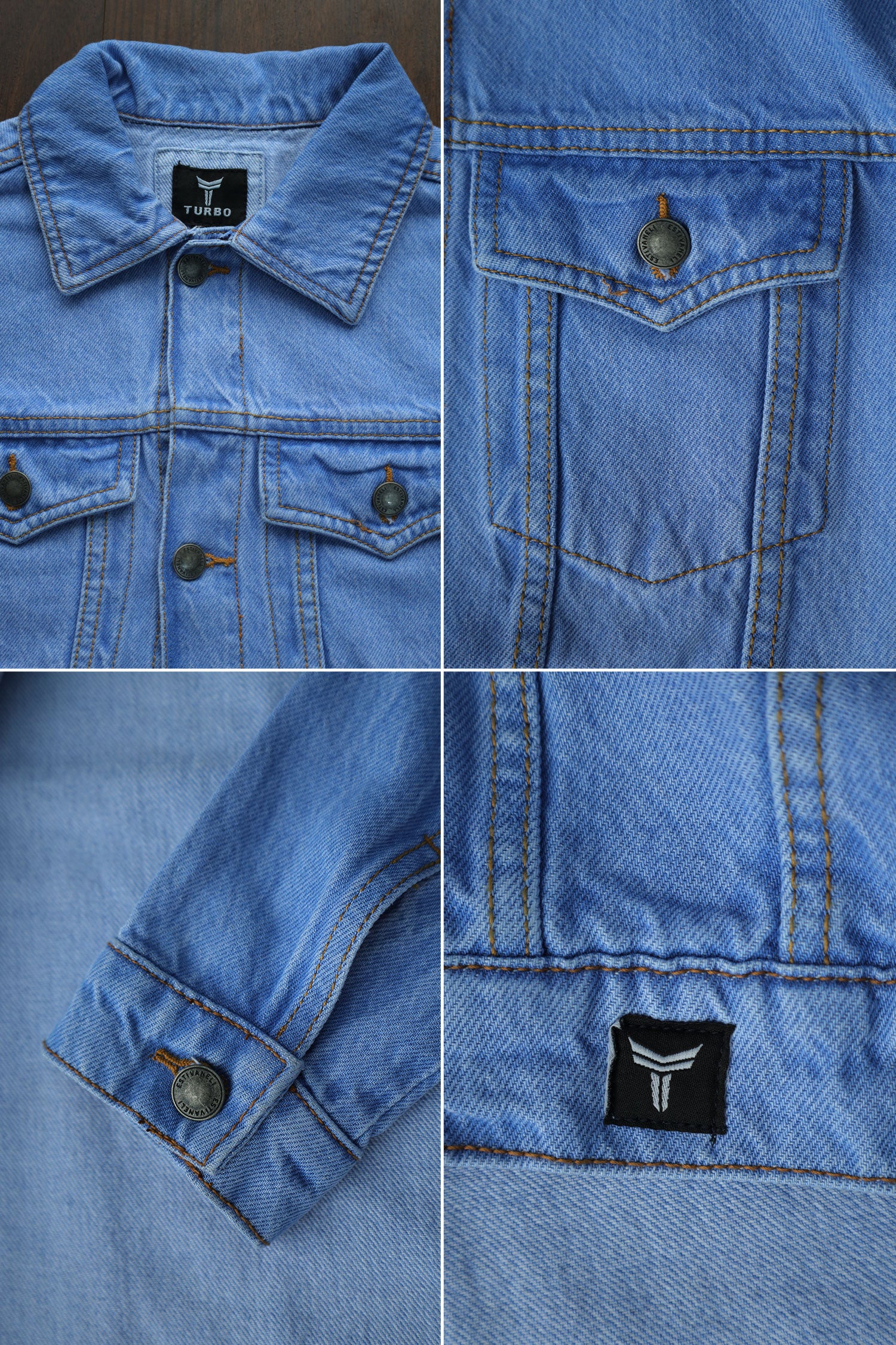 Slim Fit Front Pocket Style Denim Jacket in Sky Blue