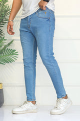 Turbo 'Metro-Flex' Tapered Ankle Fit Jeans Sky Blue