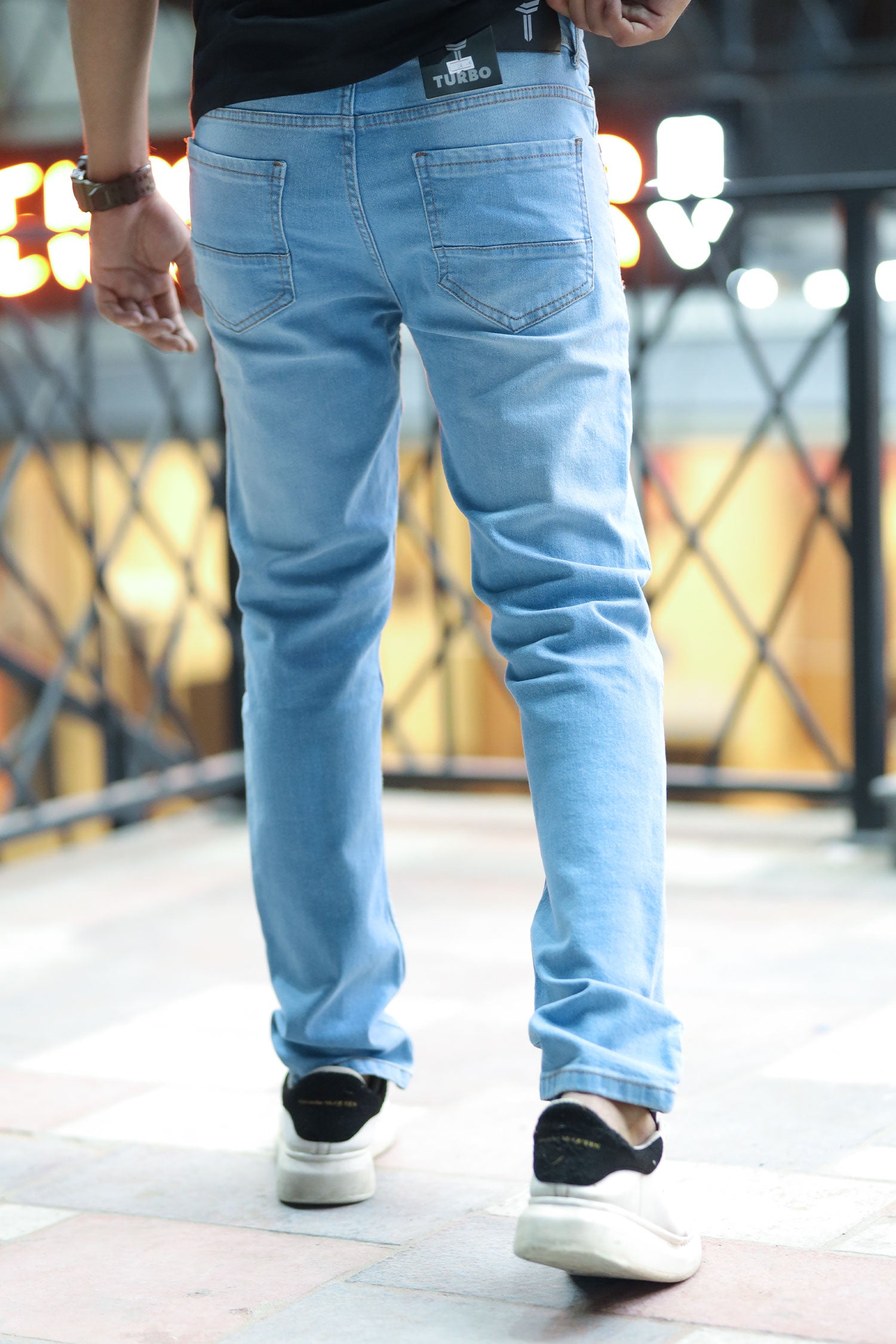 Comfortable Slim Fit Turbo Jeans In Sky Blue