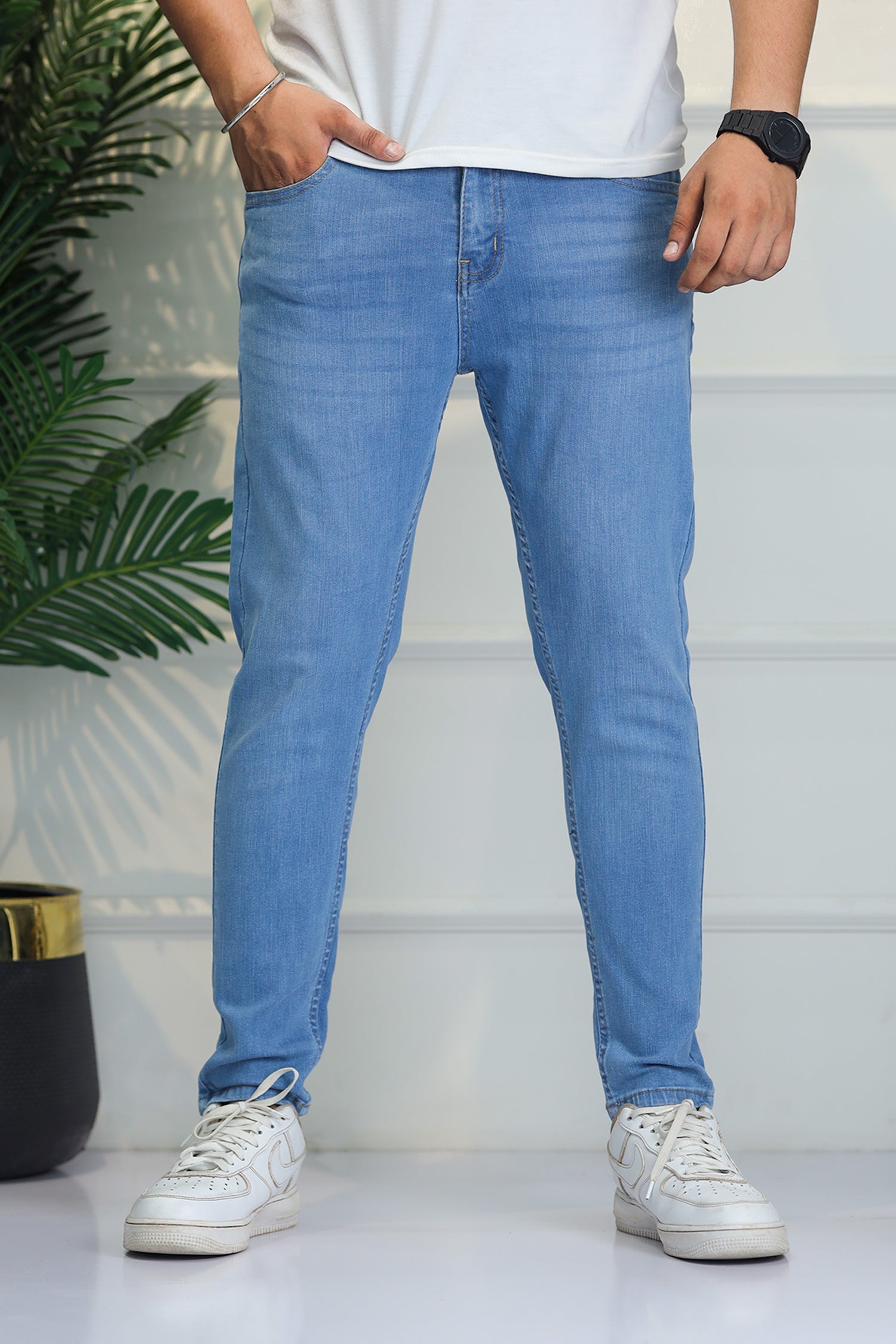 Turbo 'Precision Taper' Sculpt Ankle Fit Jeans In Sky Blue