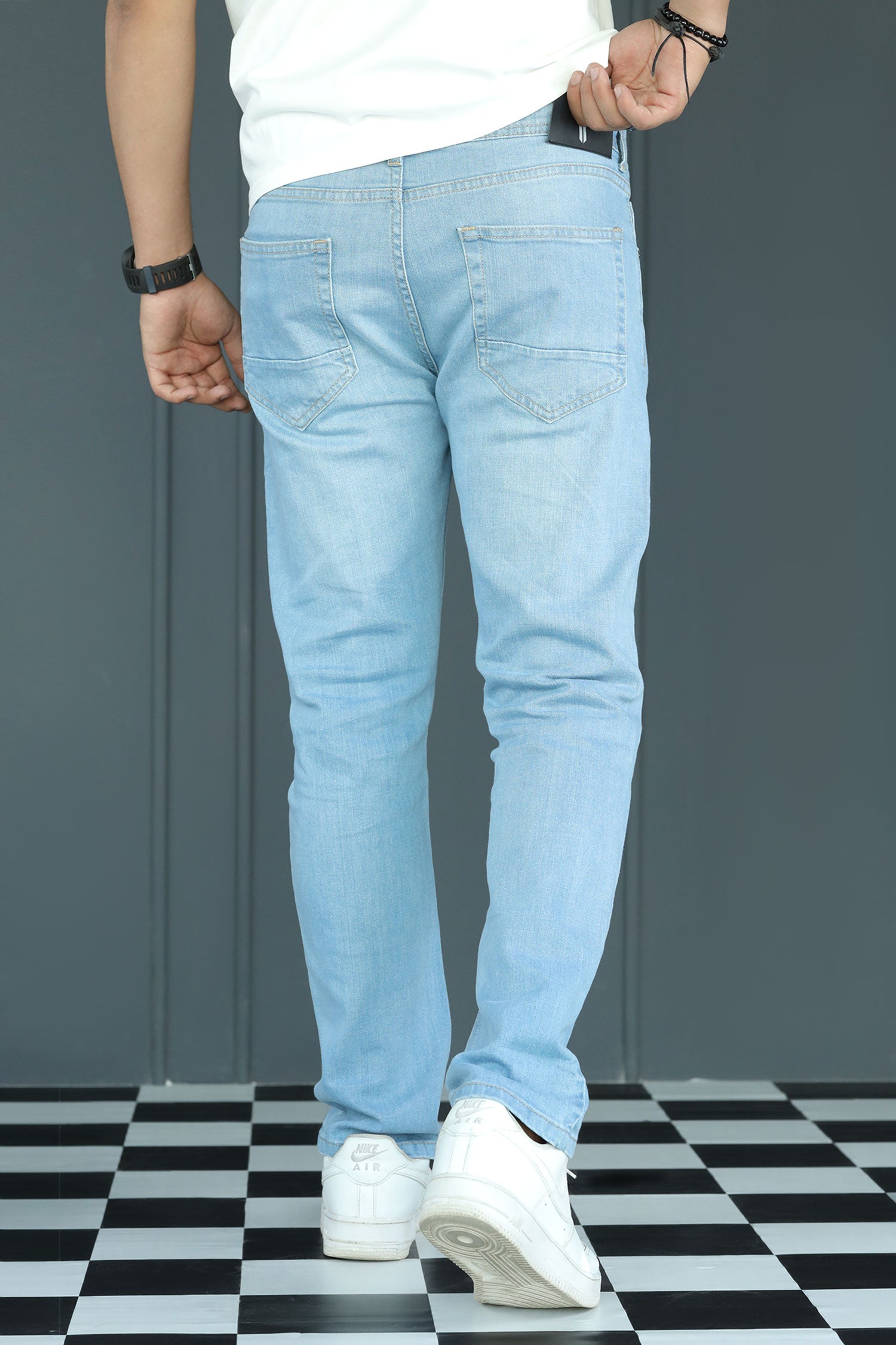 Denim Detailed Slim Fit Turbo Jeans In SkyBlue