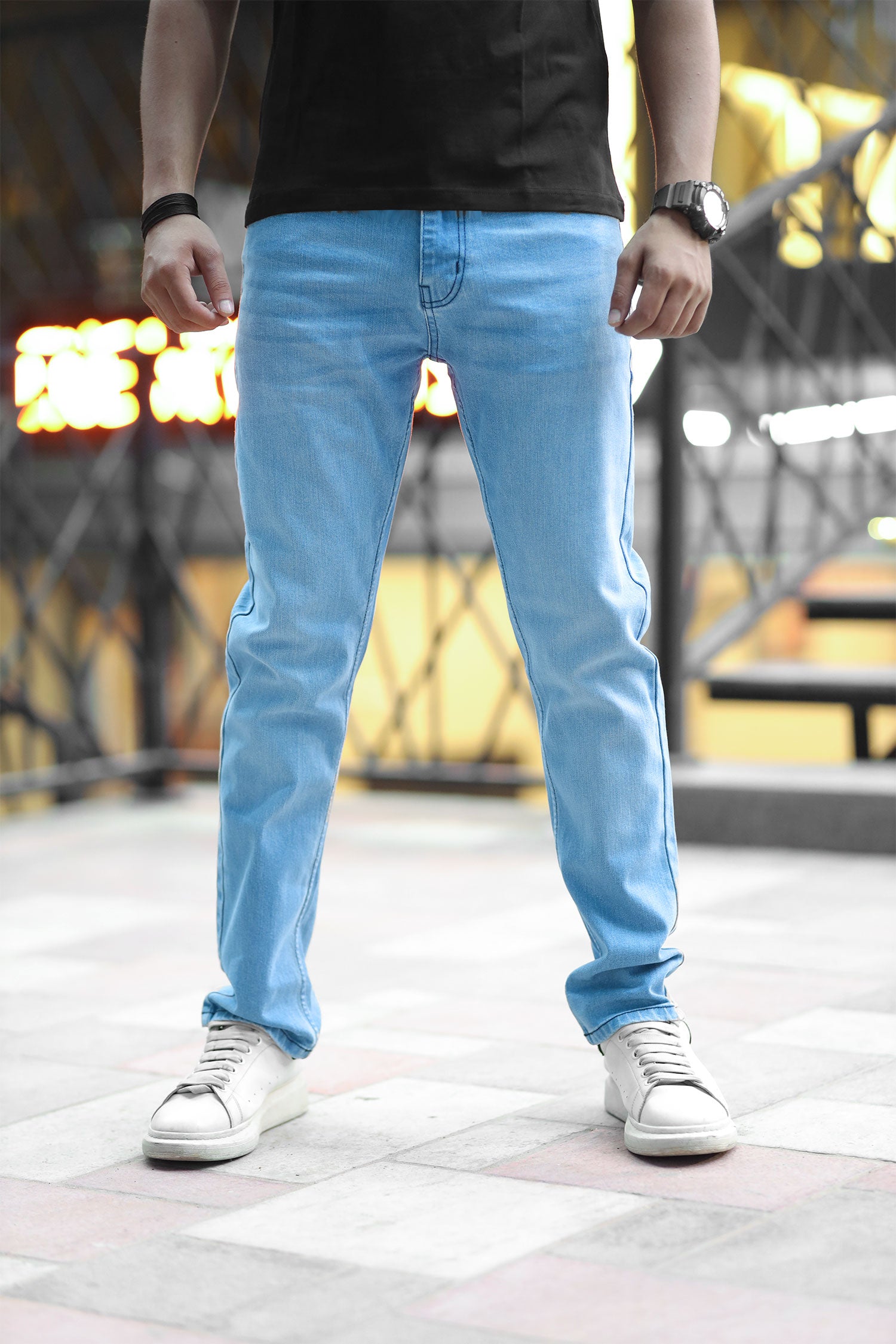 Perfect Fitting Slim Fit Turbo Jeans In Sky Blue