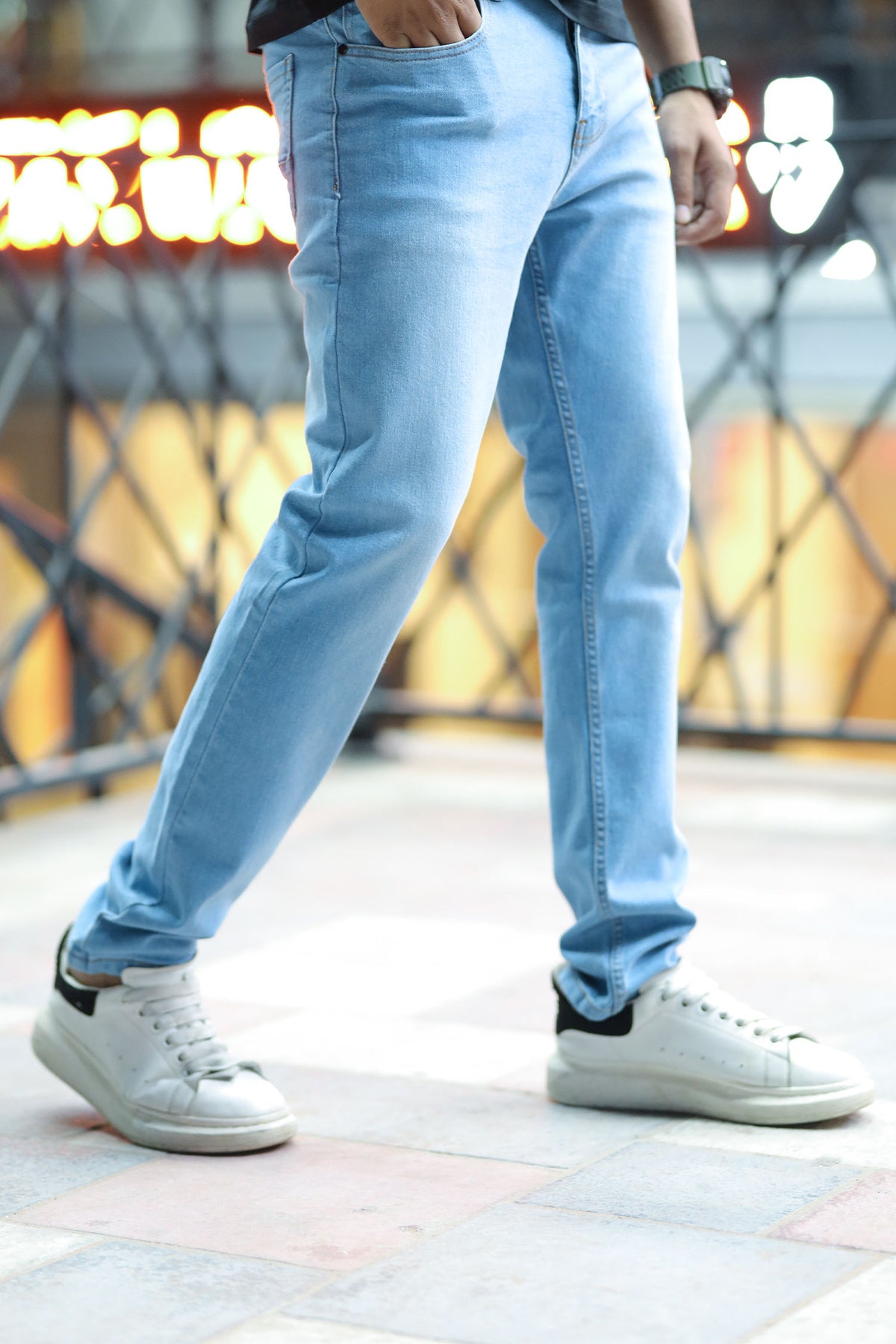 Comfortable Slim Fit Turbo Jeans In Sky Blue