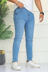 Turbo 'Metro-Flex' Tapered Ankle Fit Jeans Sky Blue