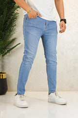Turbo District Raw Urban Flex Ankle Fit Jeans In Sky Blue