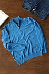 Rph Lren Polo Half Zip Style Imported Men's Sweatshirt In Blue