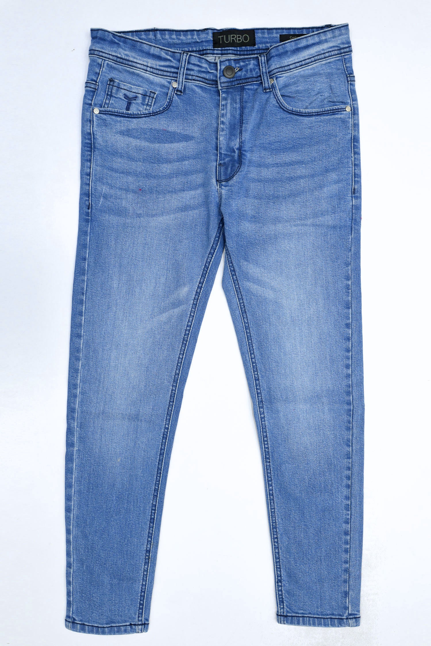 Turbo Ankle Fit Jeans In Sky Blue