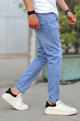 Plain Turbo Ankle Fit Jeans In Sky Blue