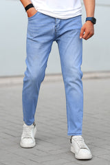 Plain Turbo Ankle Fit Jeans In Sky Blue