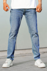 Plain Turbo Slim Fit Jeans In Sky Blue