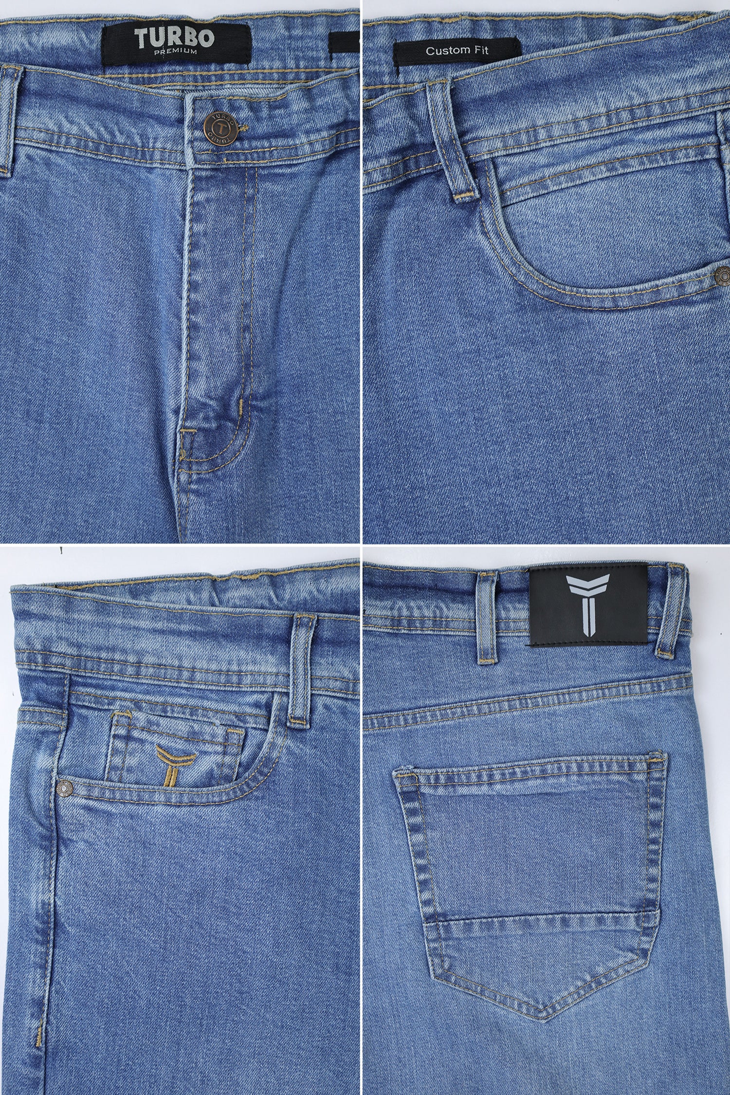 Big Size Classic Fit Titan-Tough Turbo Denim Jeans In Sky Blue