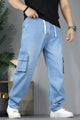 Denim Men's Multipockets Baggy Jeans In Light Blue