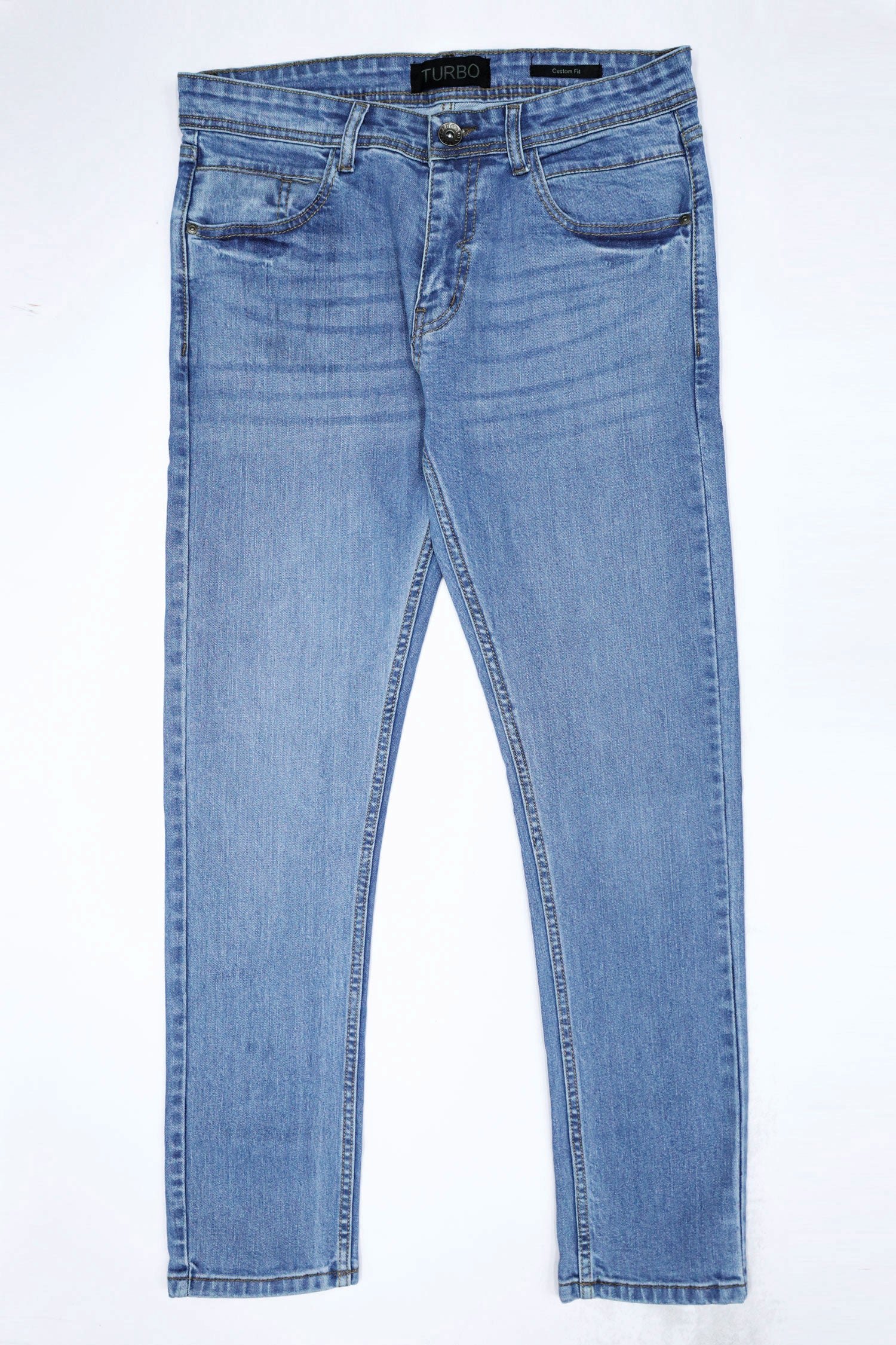 Plain Turbo Slim Fit Jeans In Sky Blue