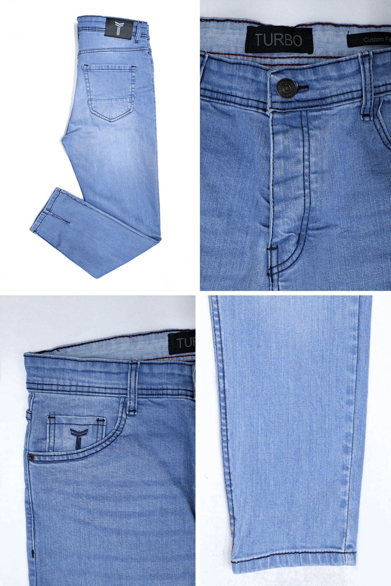 Plain Turbo Ankle Fit Jeans In Sky Blue