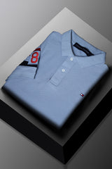 Tmy Hlfgr Monotype Flag Arm Men's Polo Shirt In Sky Blue