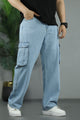 Turbo 6 Pockets Utility Baggy Jeans In Sky Blue