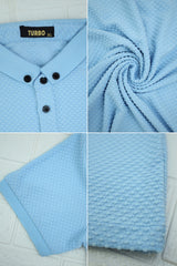 Self Texture Turbo Polo Shirt in Sky Blue