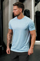 Turbo Stretch-Cotton Round Neck Dry-fit Shirt In Sky Blue