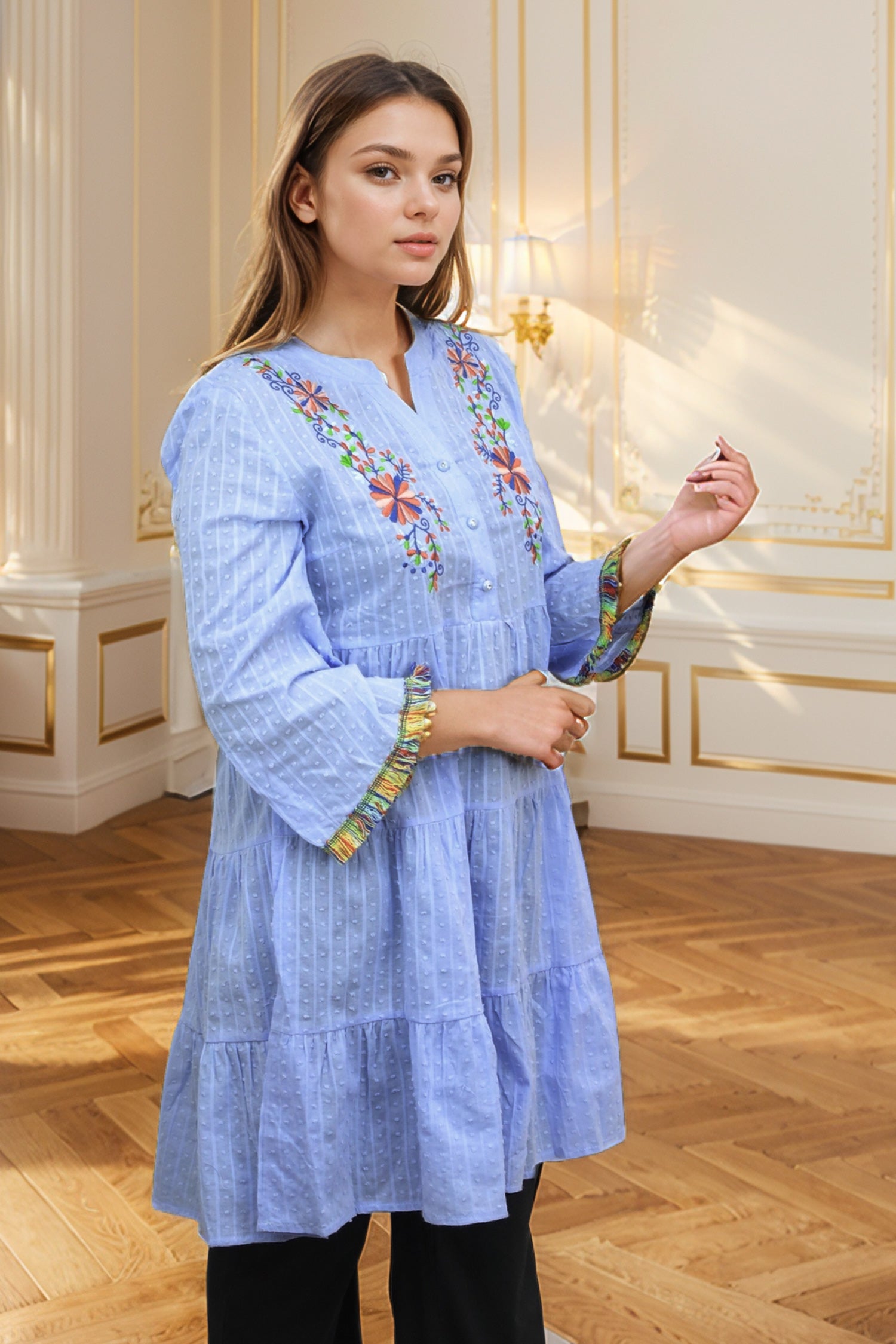 Embroidered Design Frock Style Turkish Imported Top