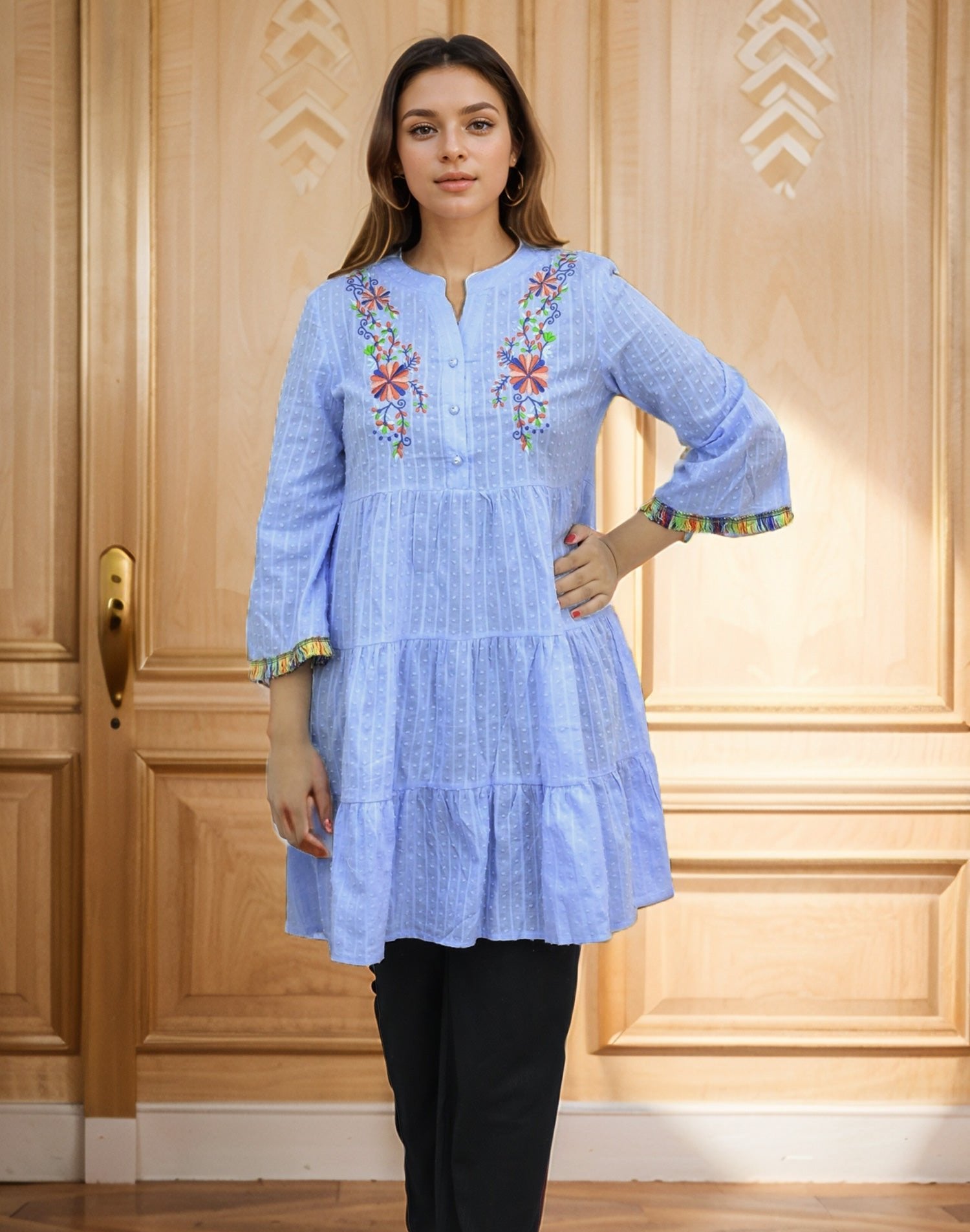 Embroidered Design Frock Style Turkish Imported Top