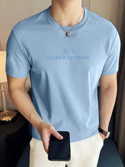 Armni Exchnge Writing Cutline Crew Neck Tee
