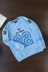 Amri 22 Signature Crew Neck Full Sleeves Men's Sweatshirt In Sky Blue