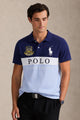 Plo Rph Lren Custom Fit In Two-Tone Men's Polo Shirt In Navy Blue