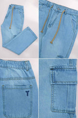 Denim Men's Relaxed Fit Straight Leg Baggy Jeans In Sky Blue