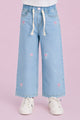 Turbo Floral Embroidered Wide-Legs Jeans For Girls