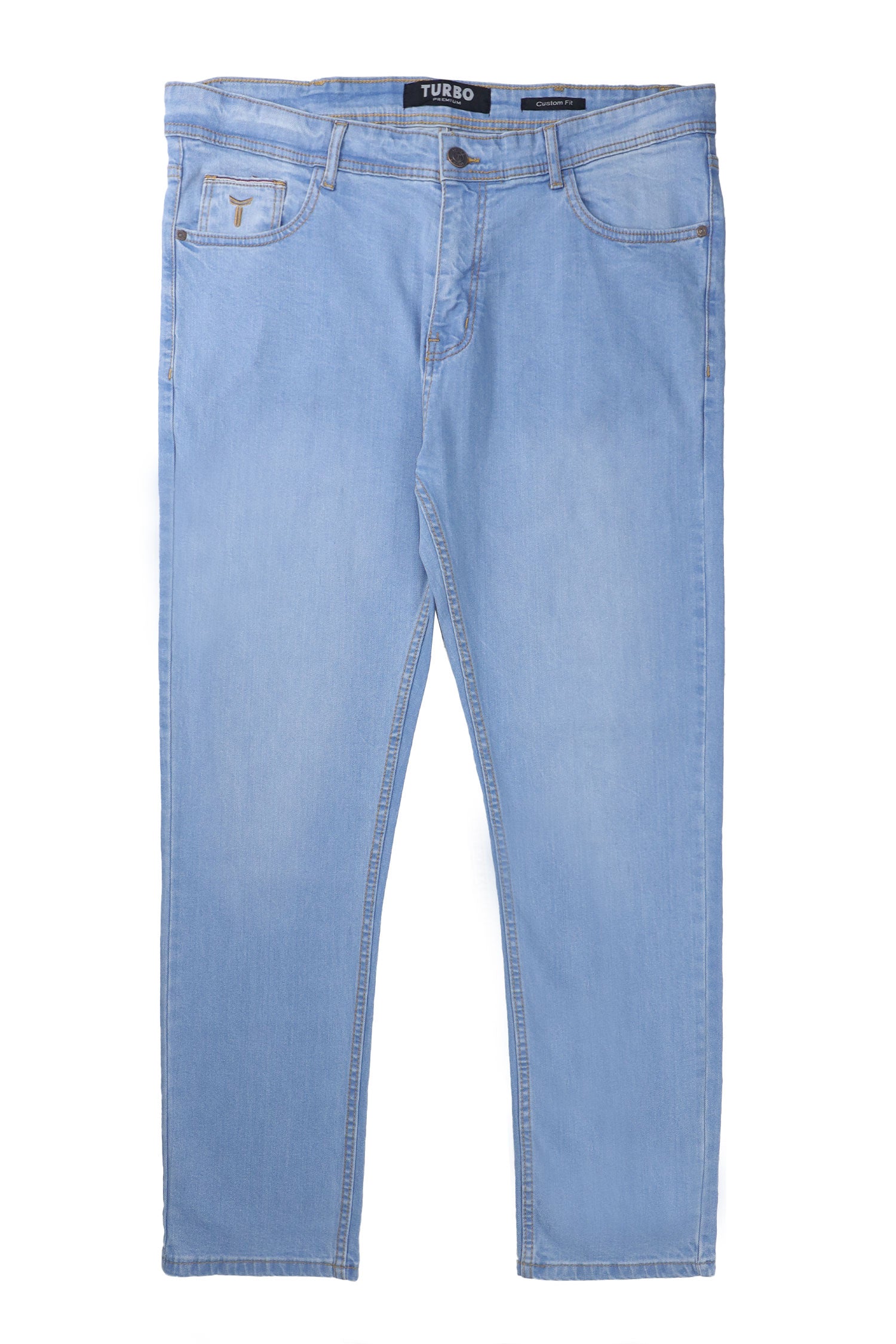 Turbo Loose Fit Plain Denim Jeans In Sky Blue