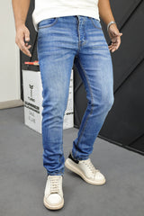 Plain Turbo Slim Fit Jeans In Sky Blue