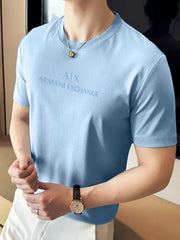 Armni Exchnge Writing Cutline Crew Neck Tee