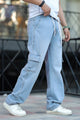 Denim Men's Relaxed Fit Straight Leg Baggy Jeans In Sky Blue