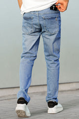 Plain Turbo Slim Fit Jeans In Sky Blue