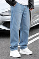 Turbo Retro New Style Denim Cargo Jeans In Sky Blue