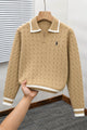 Polo Tricote Collar Imported Men's Sweater In Skin