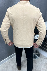 Self Textured Ban Style Men's Imported Leather Jacket