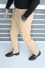 Elegant Self Texture Knitted Cotton Ankle fit Pant In Skin