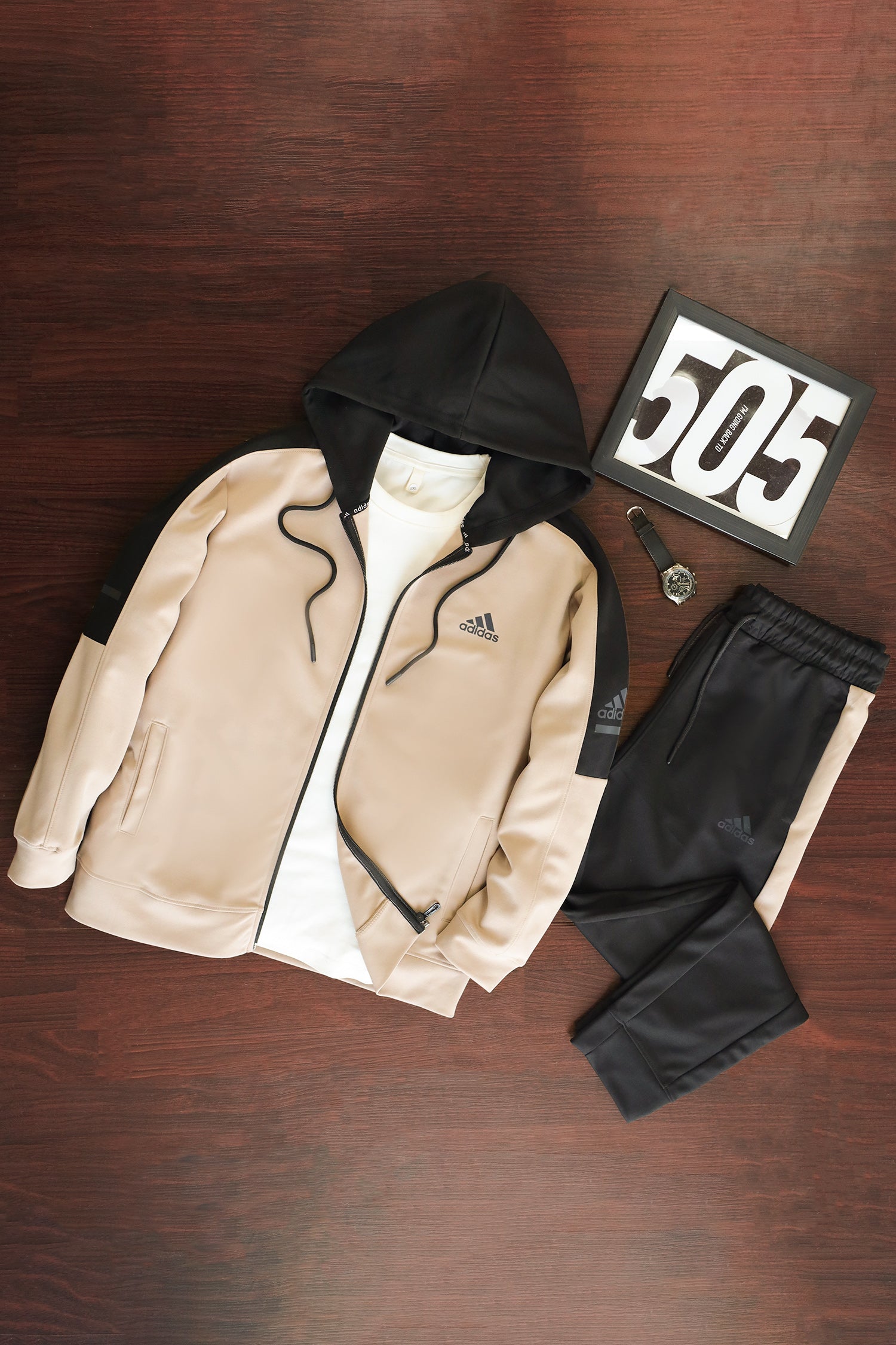 Adds Game Time Mock Neck Hoodie Zipper Tracksuit