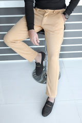 Elegant Self Texture Knitted Cotton Ankle fit Pant In Skin