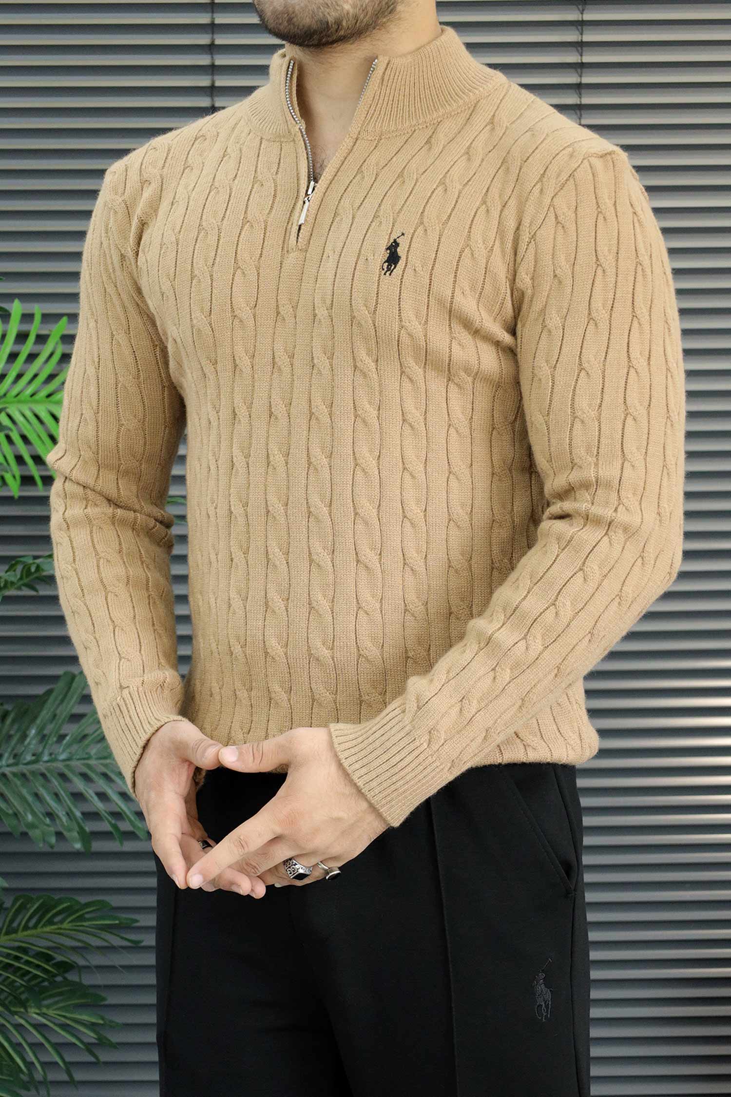 Polo Cable Crew Texture Half-Zip Imported Men's Jumper Sweater