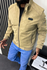 Arm Zipper Style Men's Imported Suede Leather Jacket