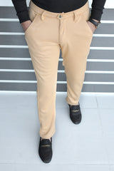 Elegant Self Texture Knitted Cotton Ankle fit Pant In Skin