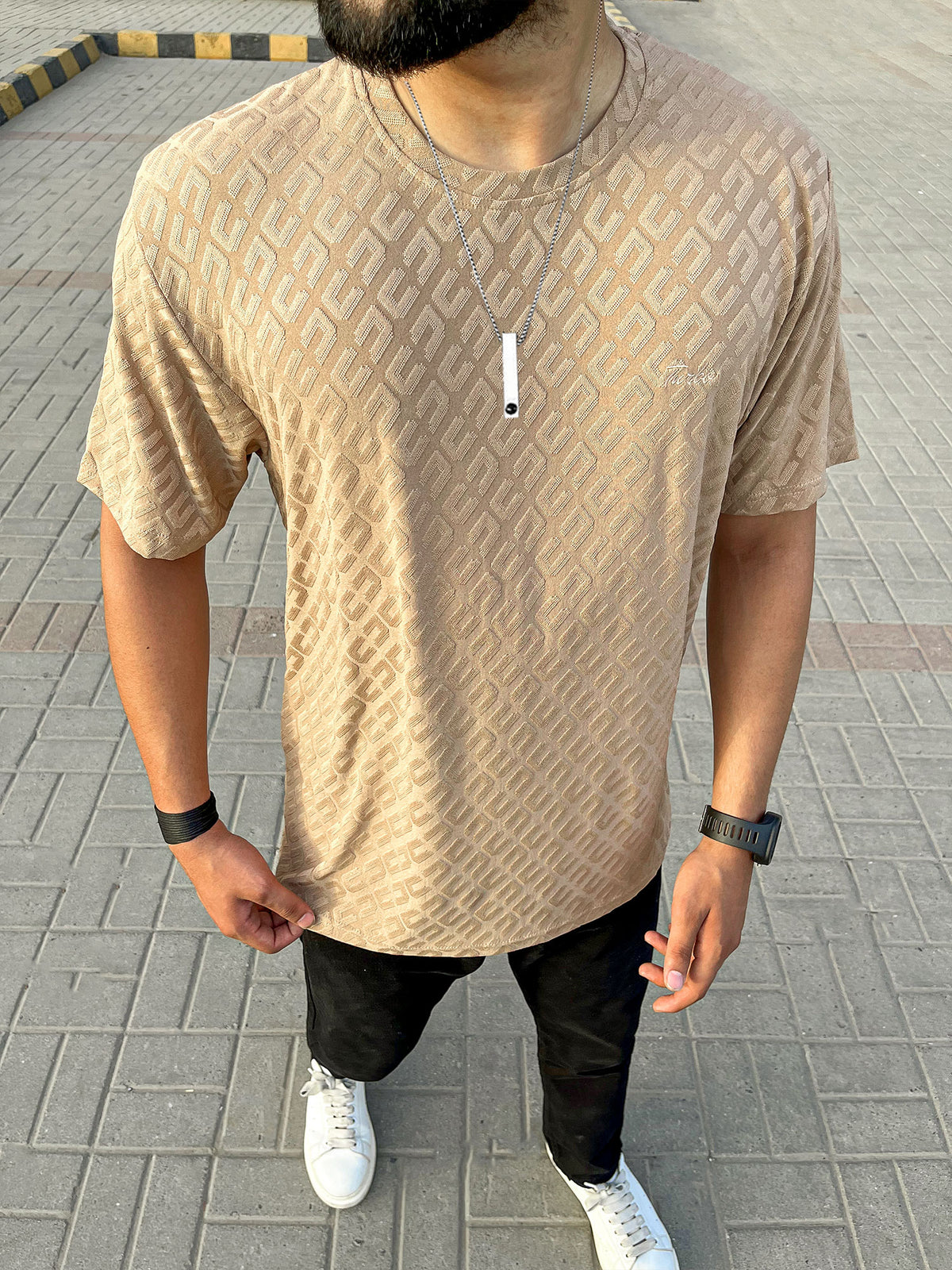 Self Texture Turbo Signature T-Shirt In Skin