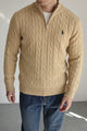 Polo Cable Crew Texture Half-Zip Imported Men's Jumper Sweater In Skin