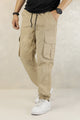 Turbo DrawString Pockets Cotton Cargo Trouser In Skin