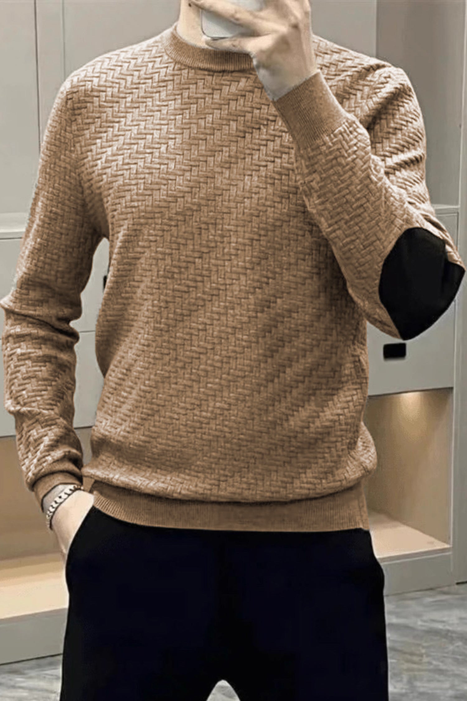 Madmext Patterened Crew-Neck Imported Men's Sweater