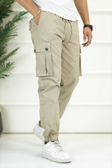 Turbo 6 Pockets Premium Cotton Gabardine Cargo Trouser In Skin